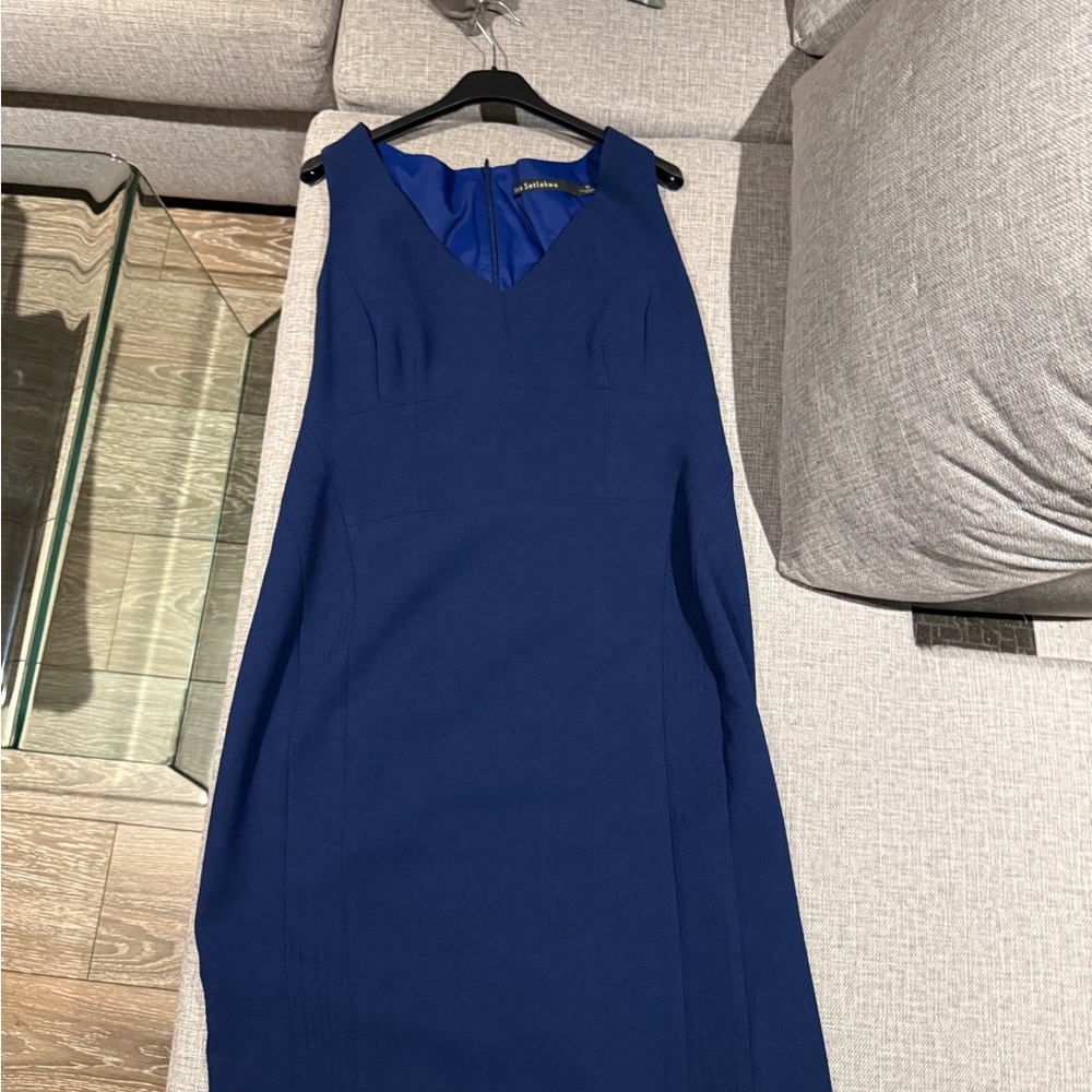 Elegant Blue Sleeveless Dress + Blazer